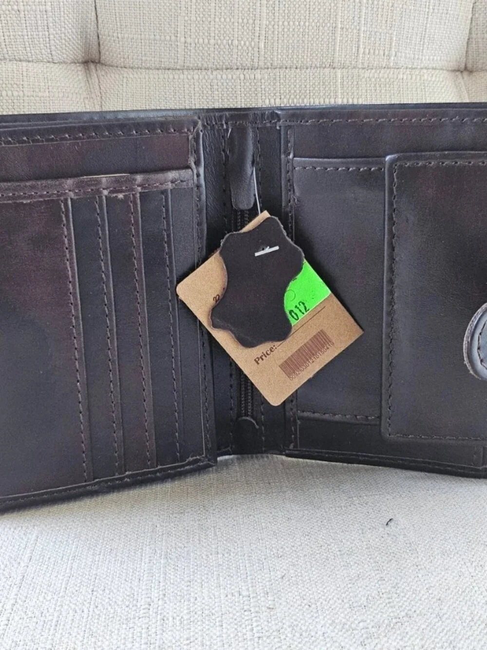 Handmade Wallet Bifold Cardholder Dark Brown Genuine Leather Clutch Purse Defect